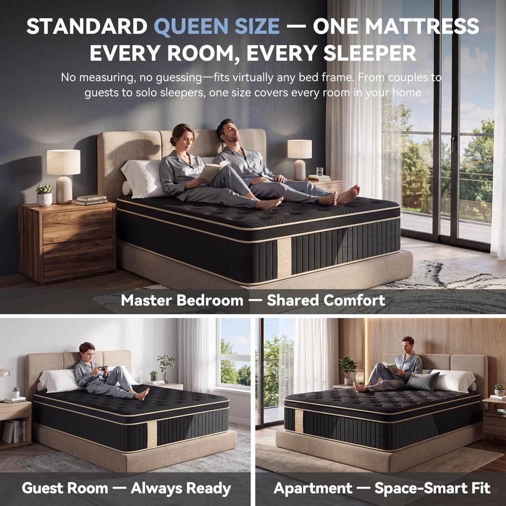 Queen Size 12 Inch Hybrid Medium Firm Mattress D549