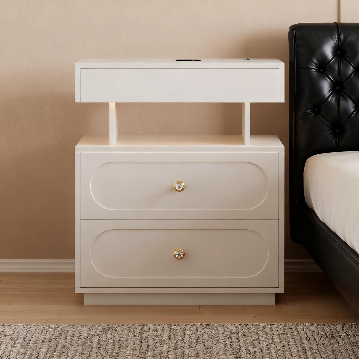 3-Drawer LED Nightstand with Light U383
