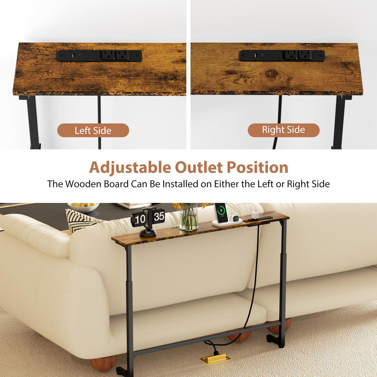 2 Pack Narrow Console Table with Power Outlets B20867