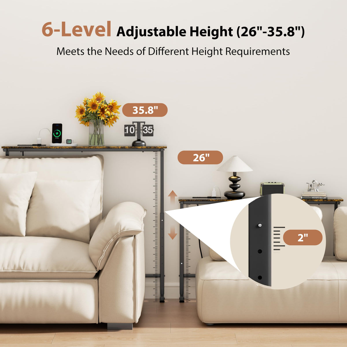 2 Pack Narrow Console Table with Power Outlets B20867