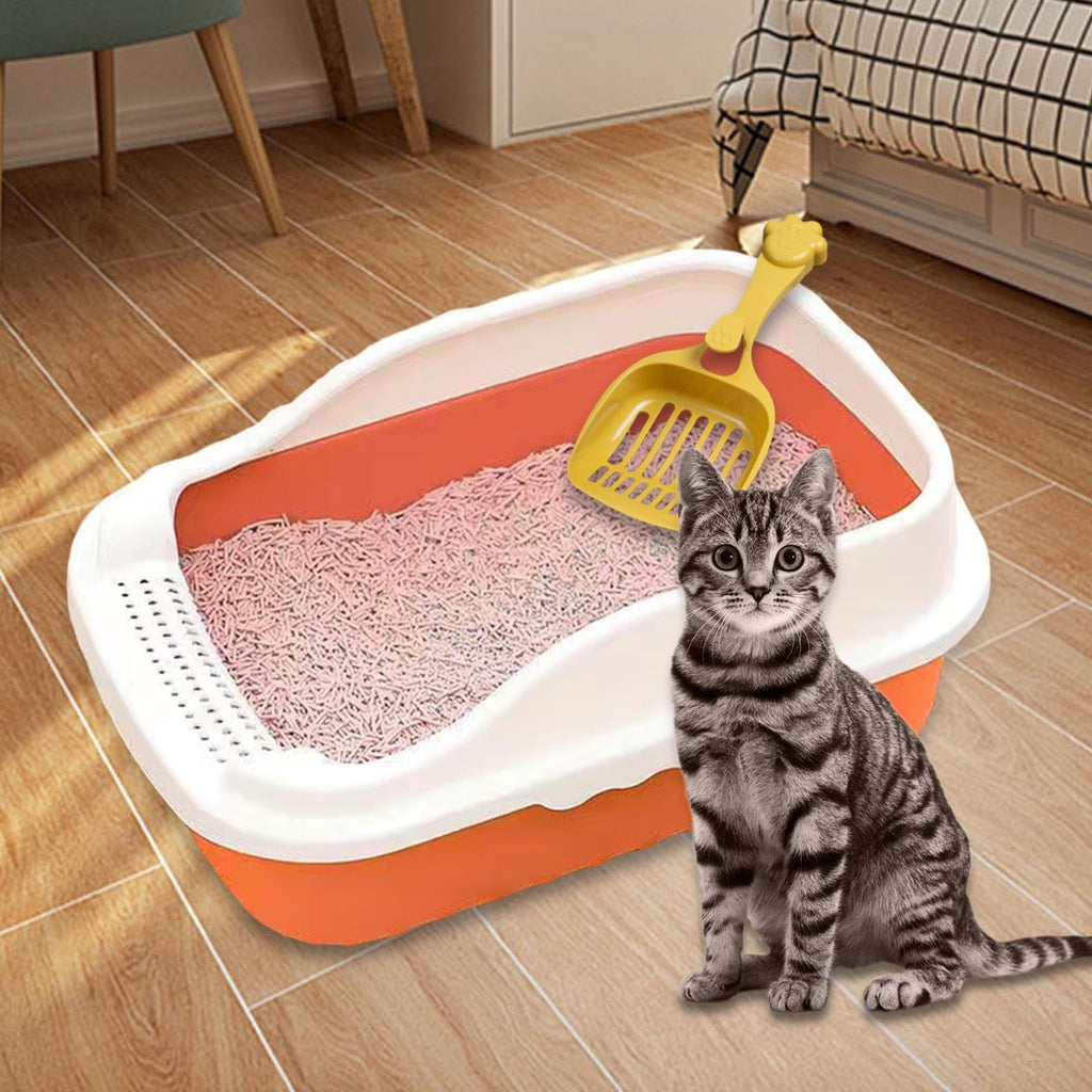 Orange Cat Litter Box with Sifting Spoon Q851