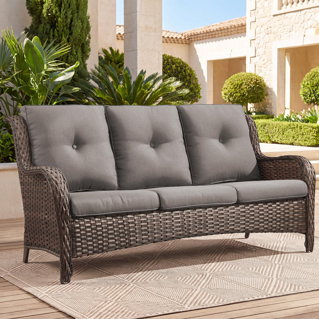 3-Seater PE Wicker Patio Sofa L859