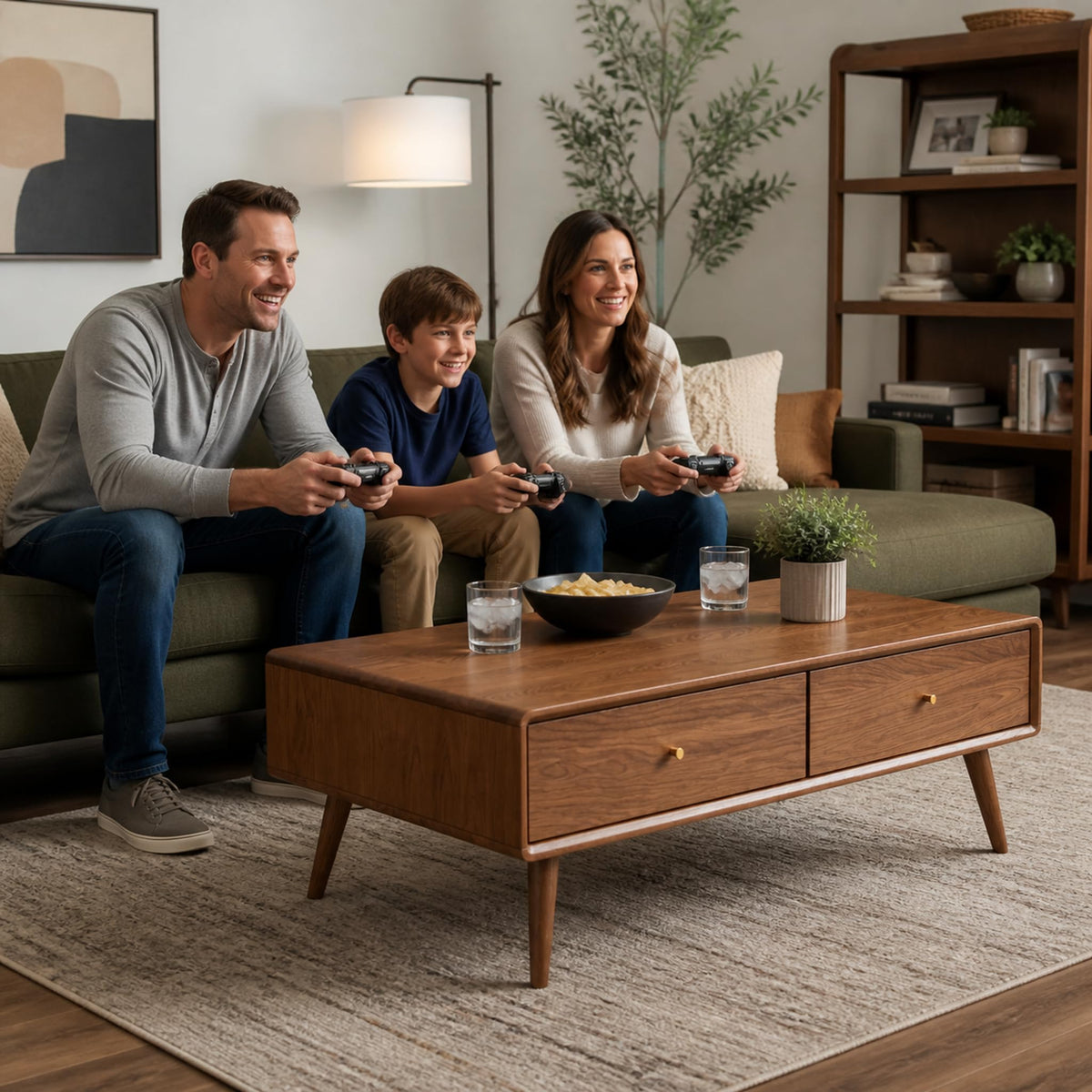Oak Wood Coffee Table with Storage K8354