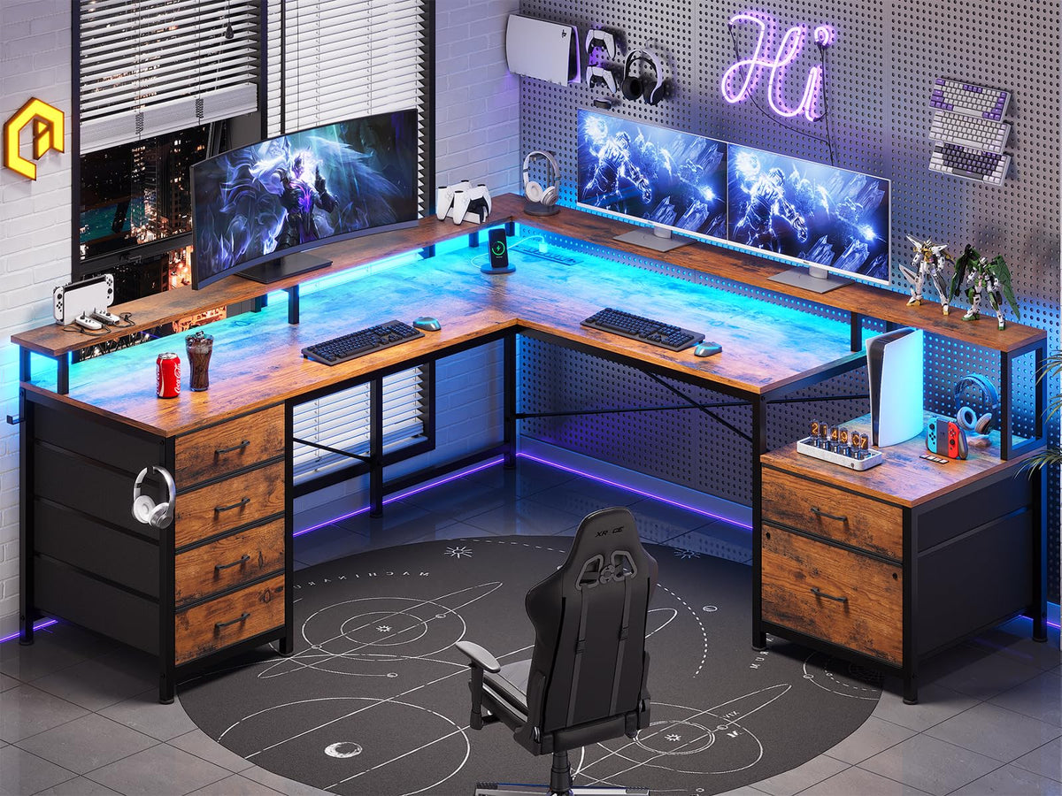 L Shaped Computer Desk with 6 Drawer T741963