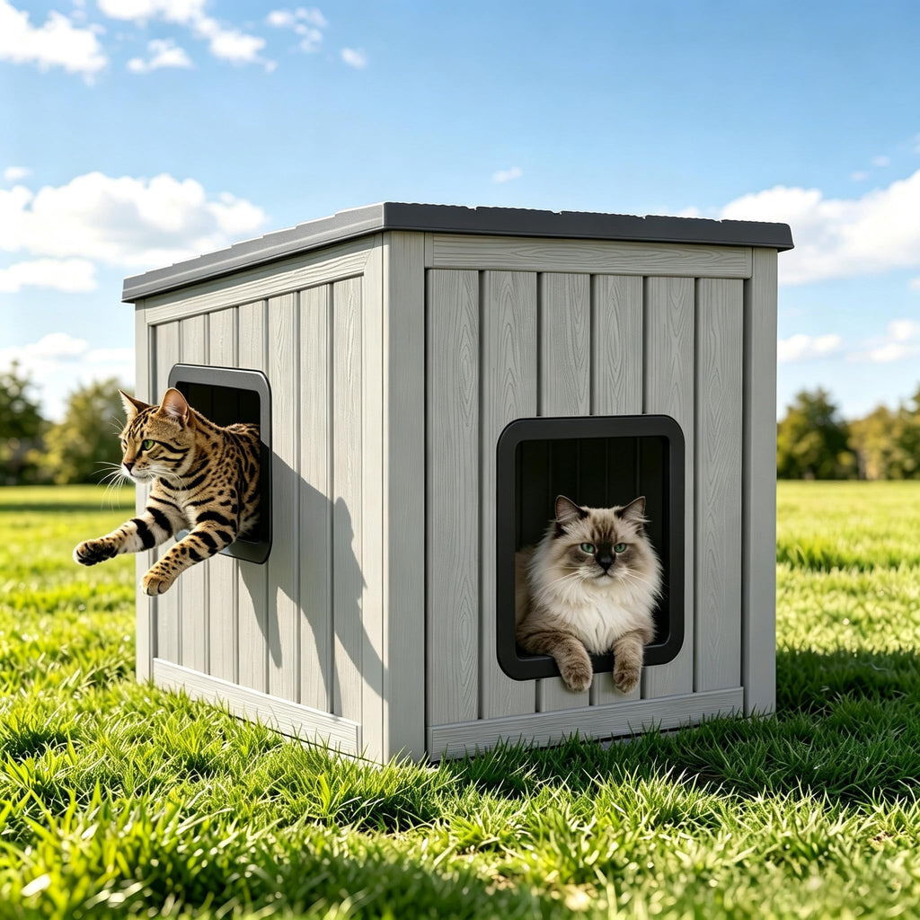 Weatherproof Insulated Resin Outdoor Cat House N1996