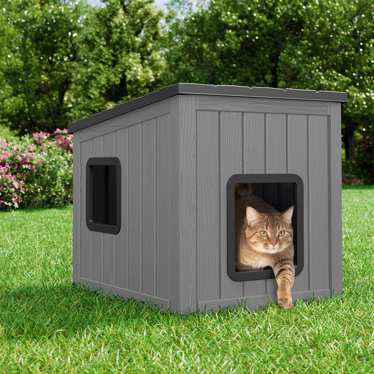 Weatherproof Insulated Resin Outdoor Cat House N1996