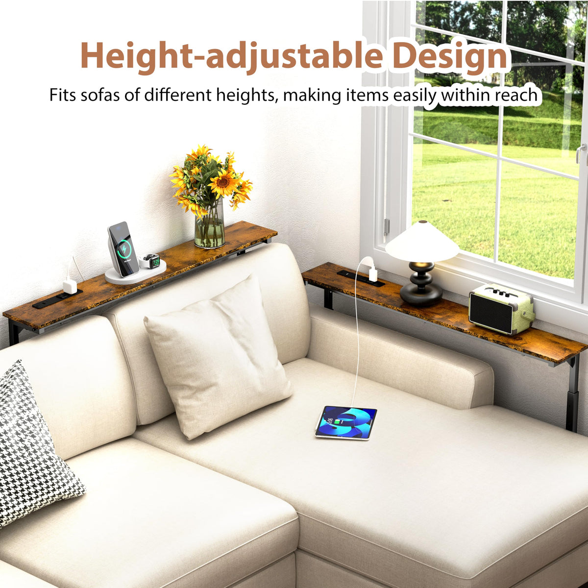 2 Pack Narrow Console Table with Power Outlets B20867