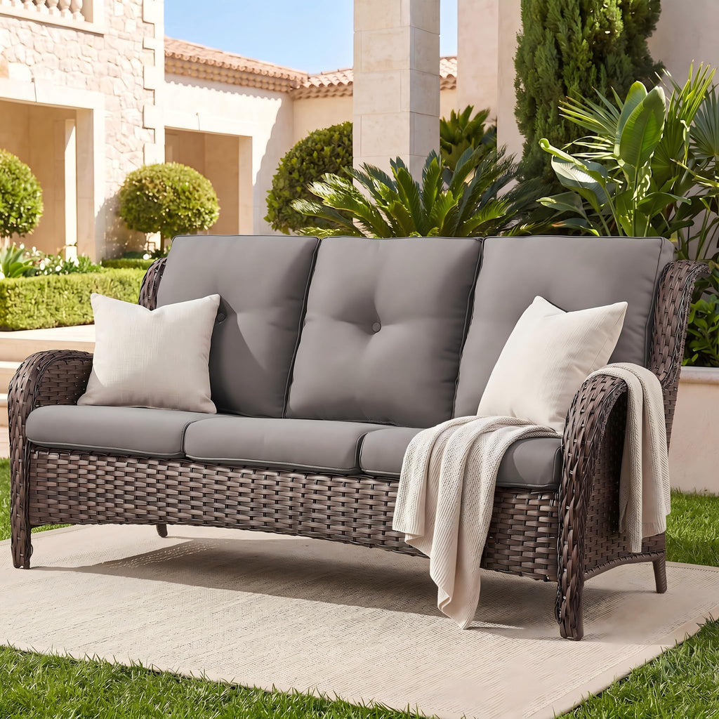 3-Seater PE Wicker Patio Sofa L859