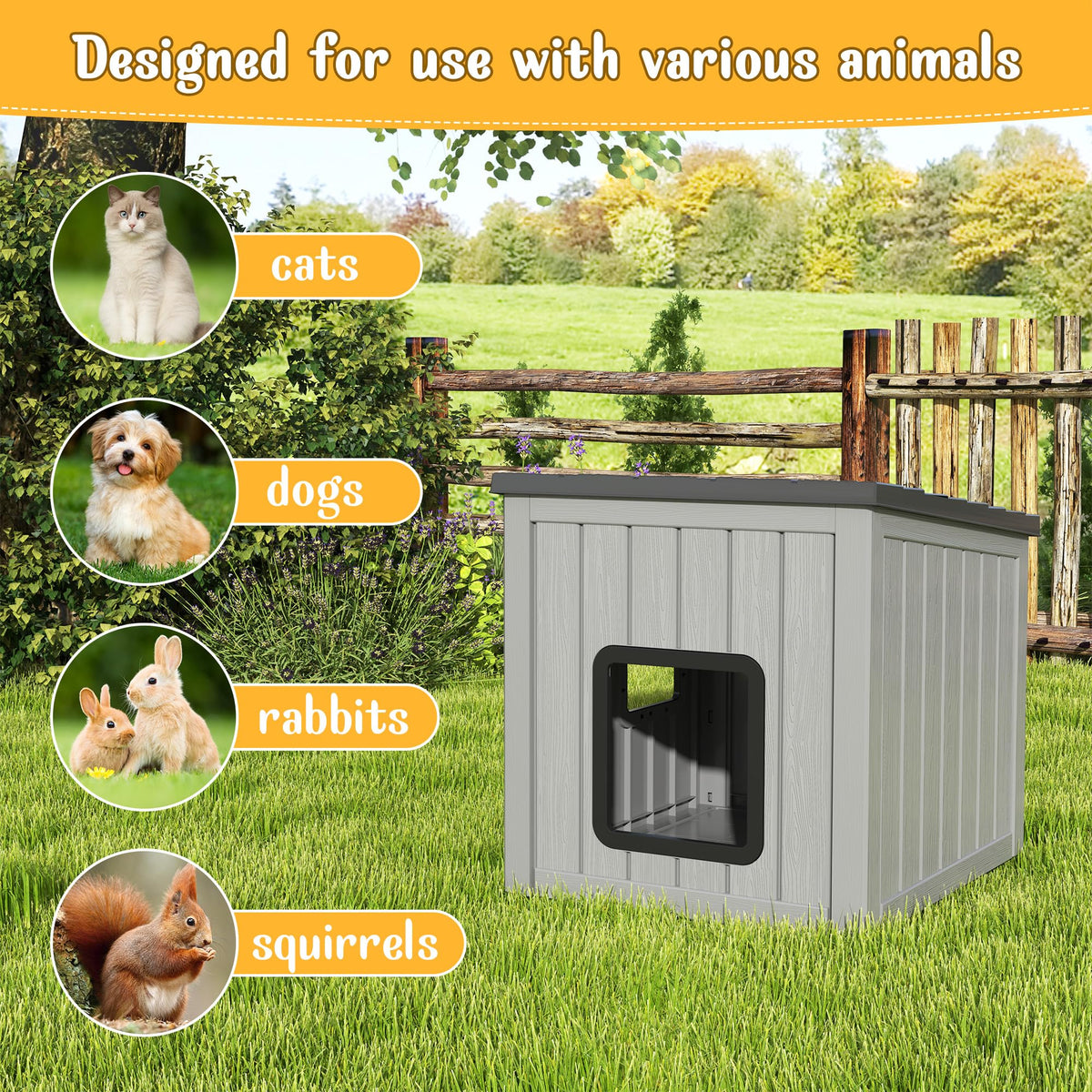 Weatherproof Insulated Resin Outdoor Cat House N1996
