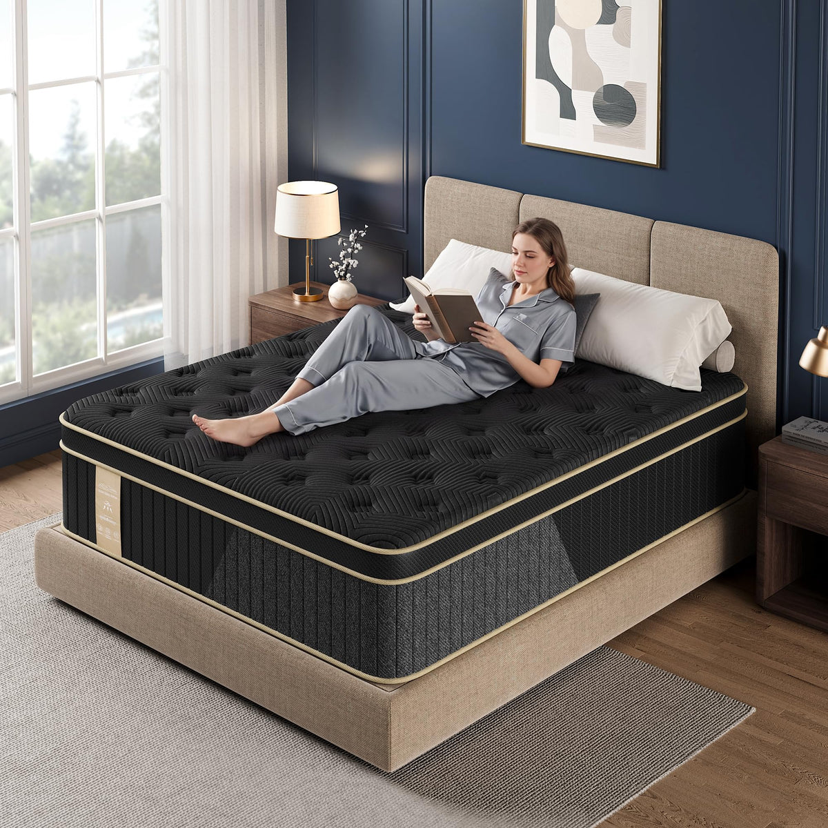 Queen Size 12 Inch Hybrid Medium Firm Mattress D549