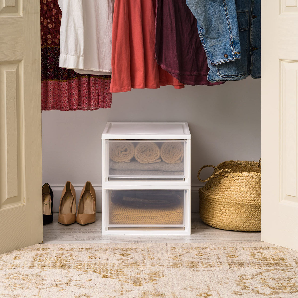 2-Pack 30 Qt. White Stacking Drawer Organizer Z9910
