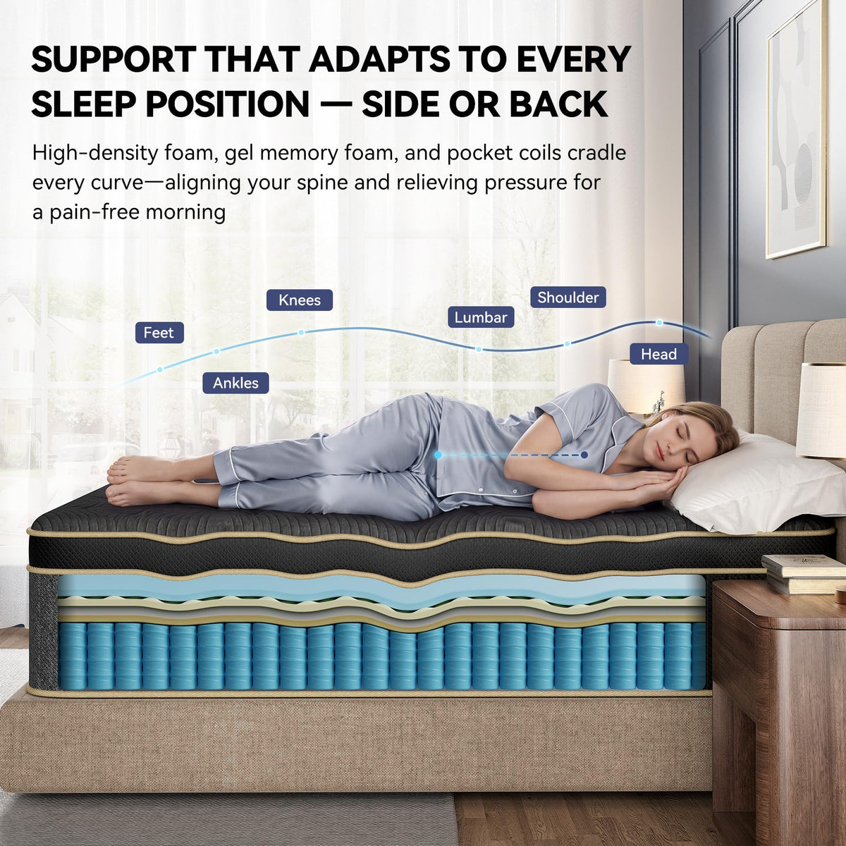 Queen Size 12 Inch Hybrid Medium Firm Mattress D549