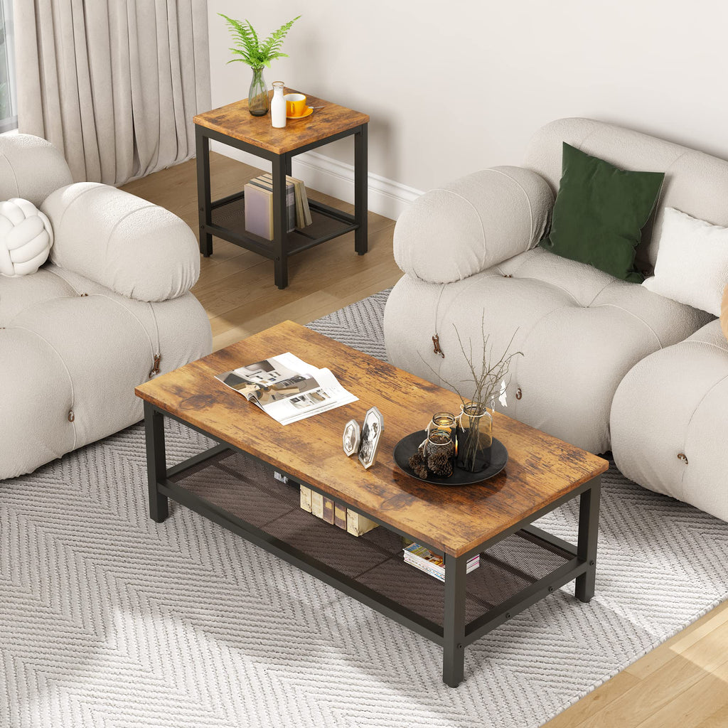 3 Pieces Coffee Table Set with 2 End Side Tables A581050