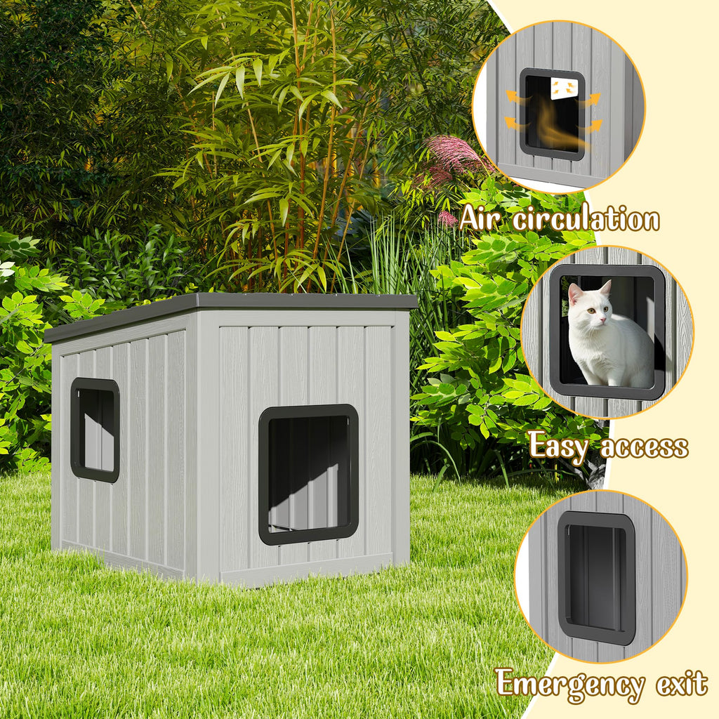 Weatherproof Insulated Resin Outdoor Cat House N1996
