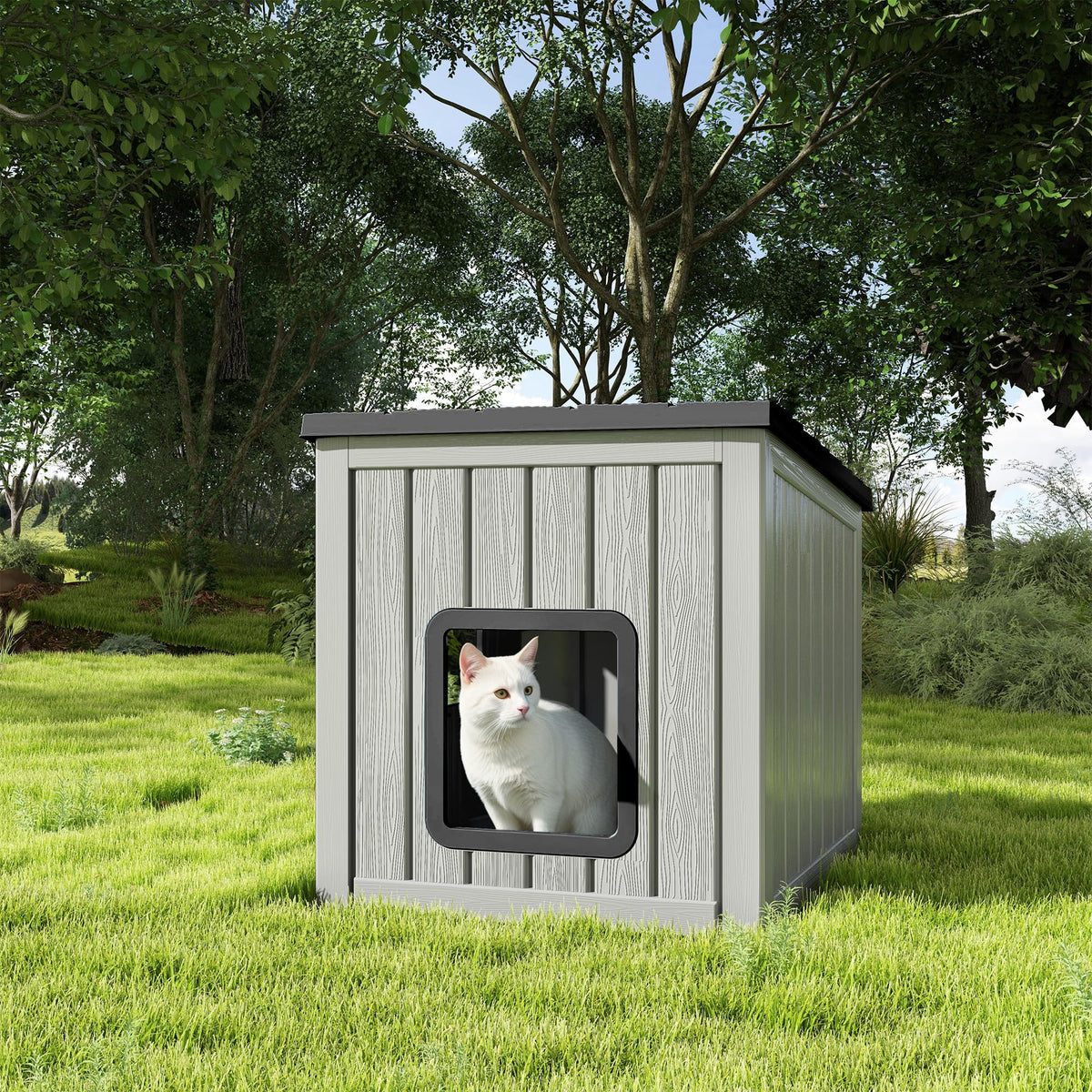 Weatherproof Insulated Resin Outdoor Cat House N1996
